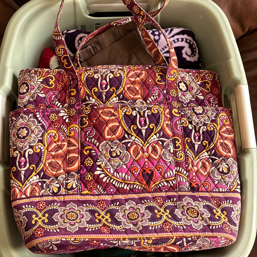 Vera Bradley tote bag safari sunset discontinued pattern purple orange